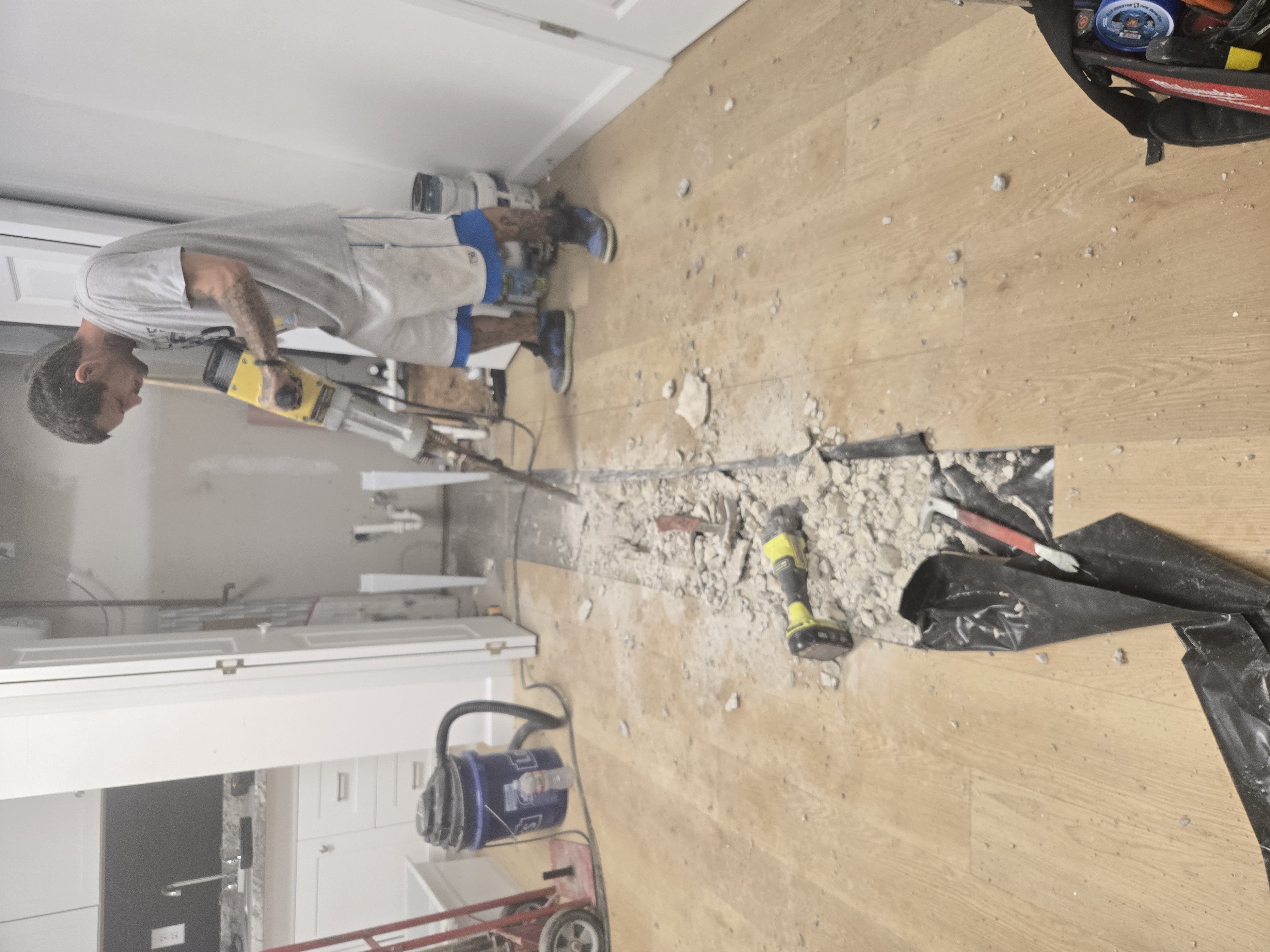 Real under-slab drain repair access work by Affordable Plumbing
